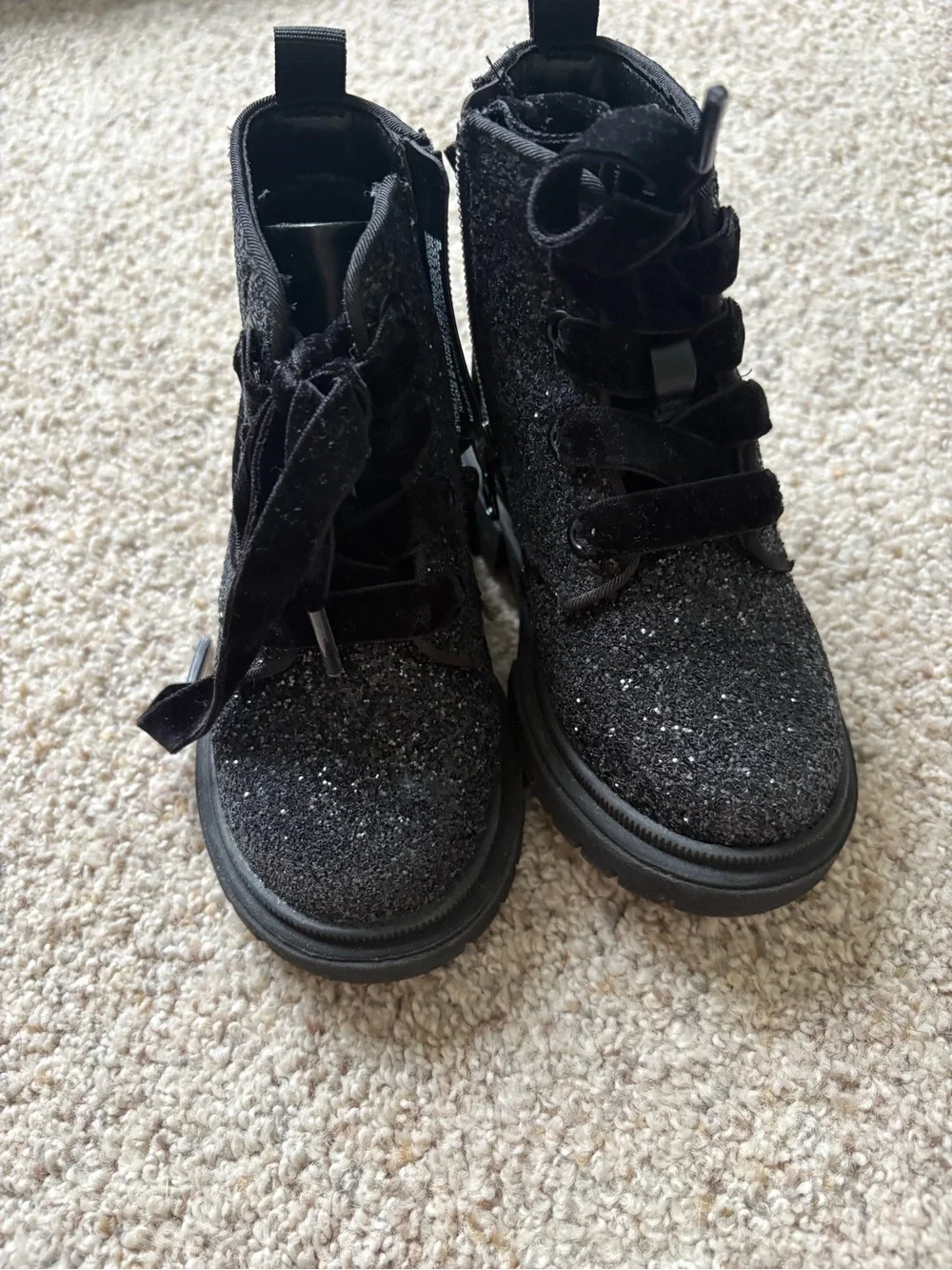 Cat and Jack Toddler Girls black Boots Glitter Zip Up Size 8